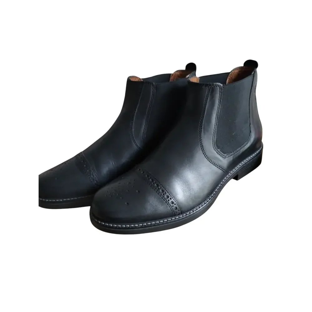 NWO Quirelli Mens Black Borrego Leather Casual Office Wear Booties size 8‎